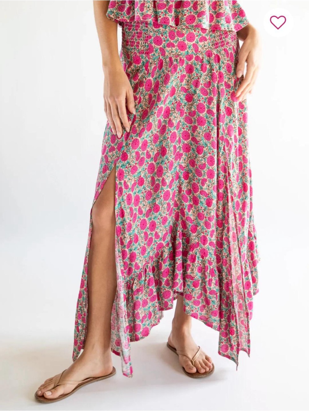 NWT Natural Life Pink Floral Berry Asymmetric Maxi Skirt Flowy Medium New